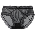 Sweet Low Waist Lace Panties Bow Cotton Crotch Mesh Briefs Ice Silk Qme Black 1XL 1pc