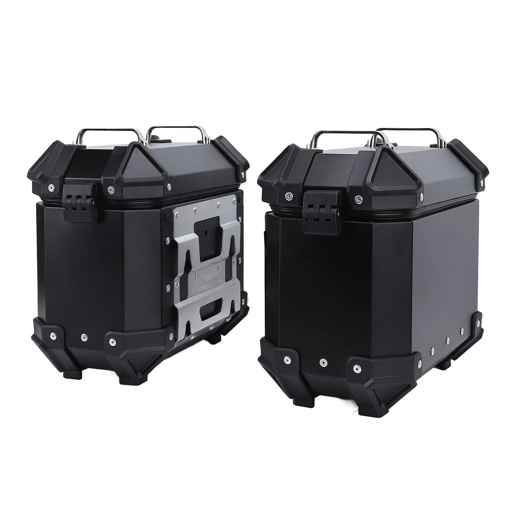 18L Motorcycle Side Case Aluminium Alloy Motorbike Hard Side Saddlebag Box with Safety Lock and Handle for Helmet Luggage Qme