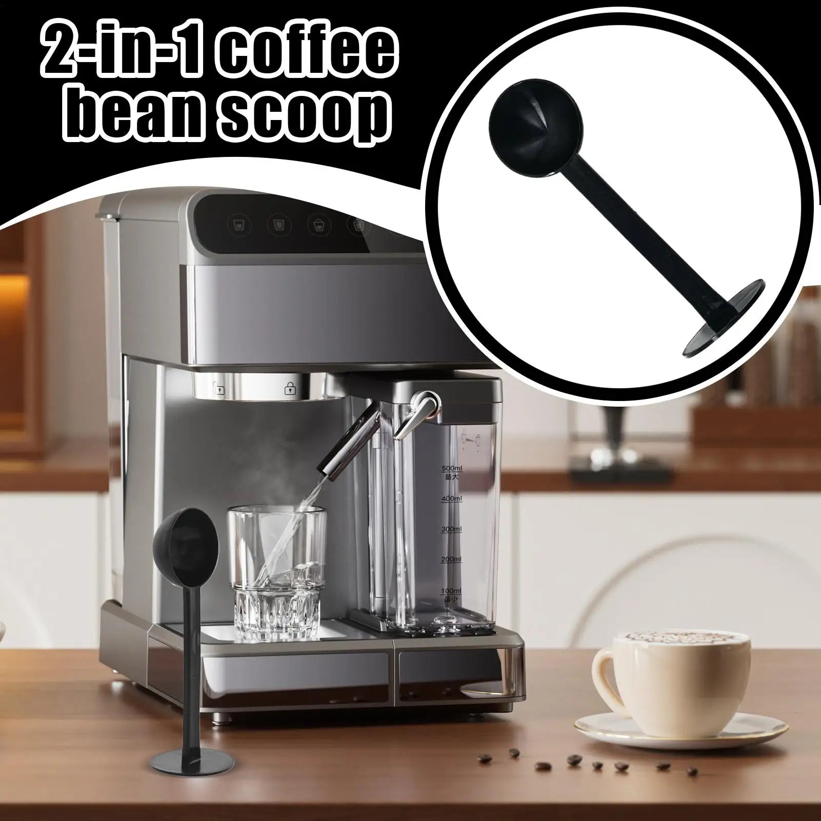 Espresso Scoop with Tamper Espresso Coffee Tamping Measuring Scoop Espresso Coffee Tools for Measuring and Tamping for Home Qme