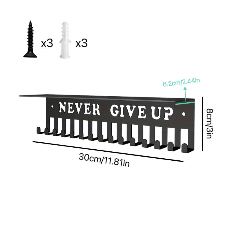 Medal Display Rack Metal Hanger Holder Wall Mounted Large Capacity Qme Black