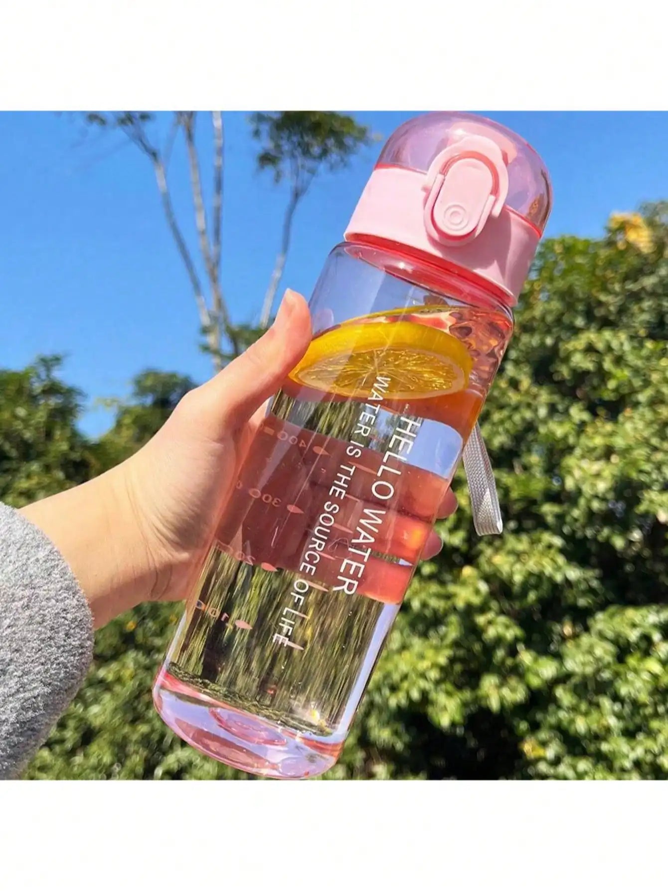 Simple Sports Large Capacity Plastic Water Bottle Boys Girls Student Qme pink >1L