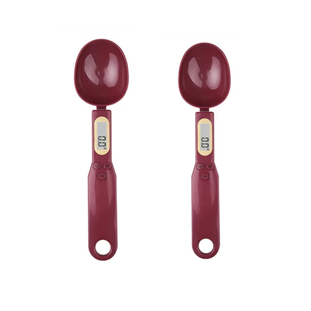 Mini Spoon Scale Digital Kitchen Scale Electronic LCD Food Scale 0.1-500g Cooking Flour Milk Coffee Powder Weight Measure Spoon Qme 2PCS Red 1Kg