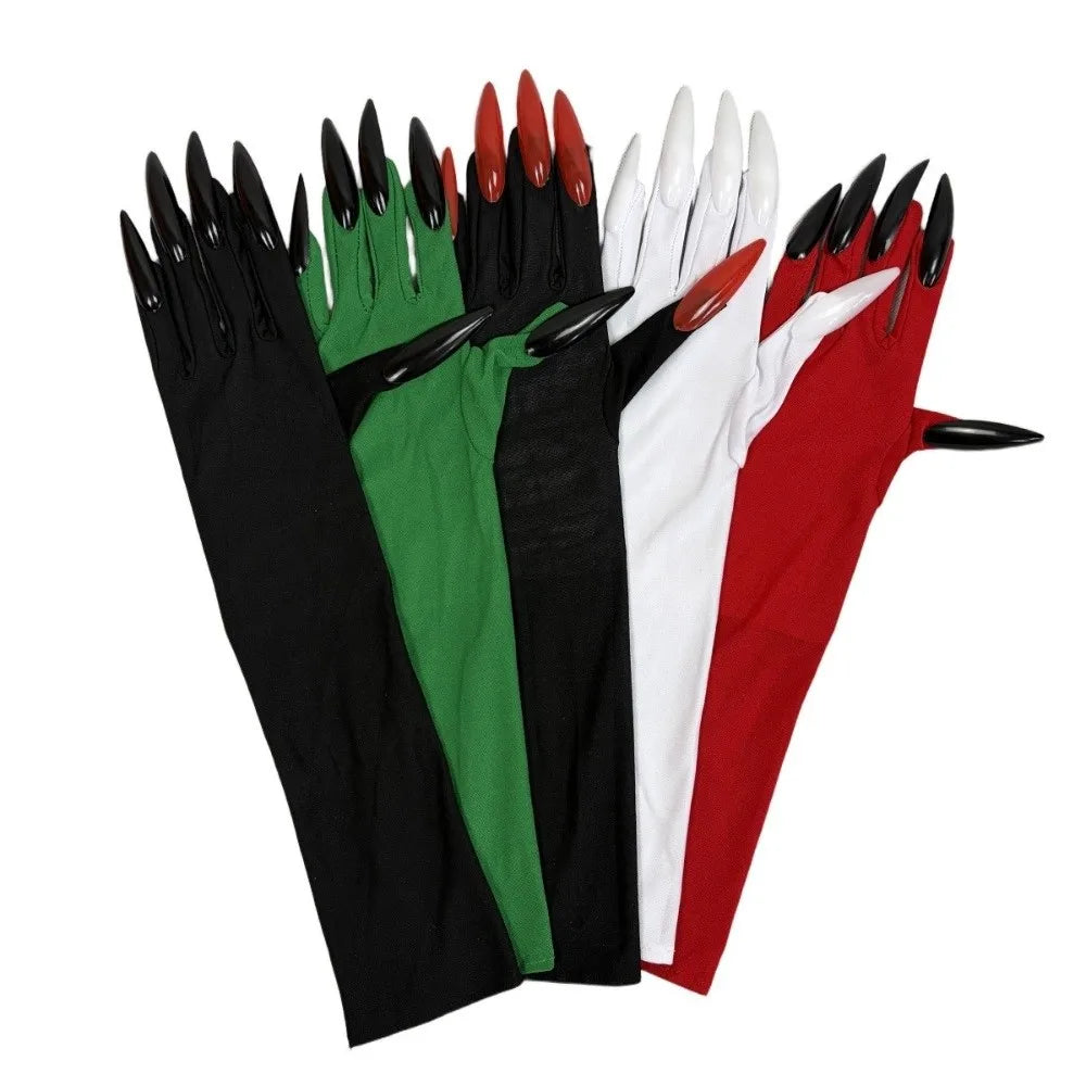 Fancy Props Halloween Cosplay Gloves Solid Long Nails Witch Costume Qme