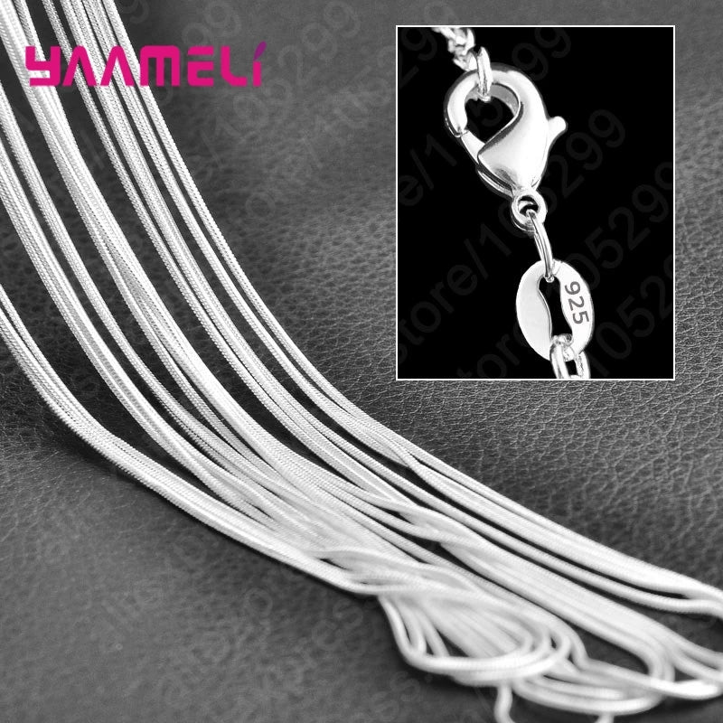 10PCS Wholesale Pure 925 Sterling Silver Color Charm Link Chain Necklace Jewelry with Strong Smooth Lobster Clasps 16-30 Inch Qme Model 1 22 Inch 55CM