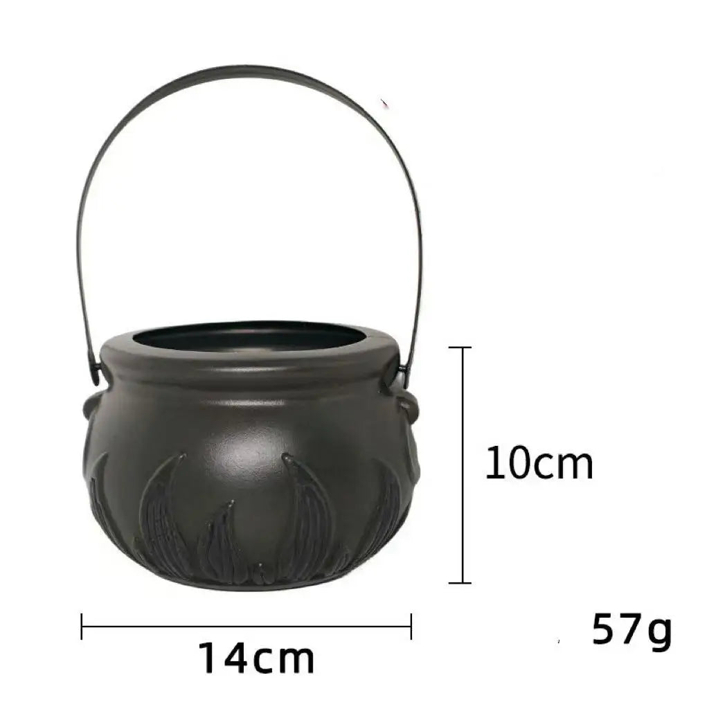 Witch Black Flame Lantern Pumpkin Candy Pail Handle Halloween Role Qme B M