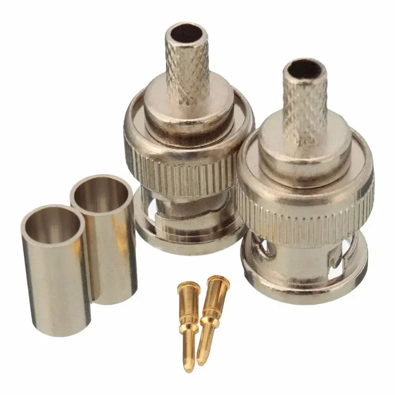 25-Piece BNC RG58 RG59 RG60 Male Plug Crimp Connectors for CCTV Camera Connect Anpwoo BNC Communication Converter sercurity IPC Qme 50 pcs RG60 China Mainland
