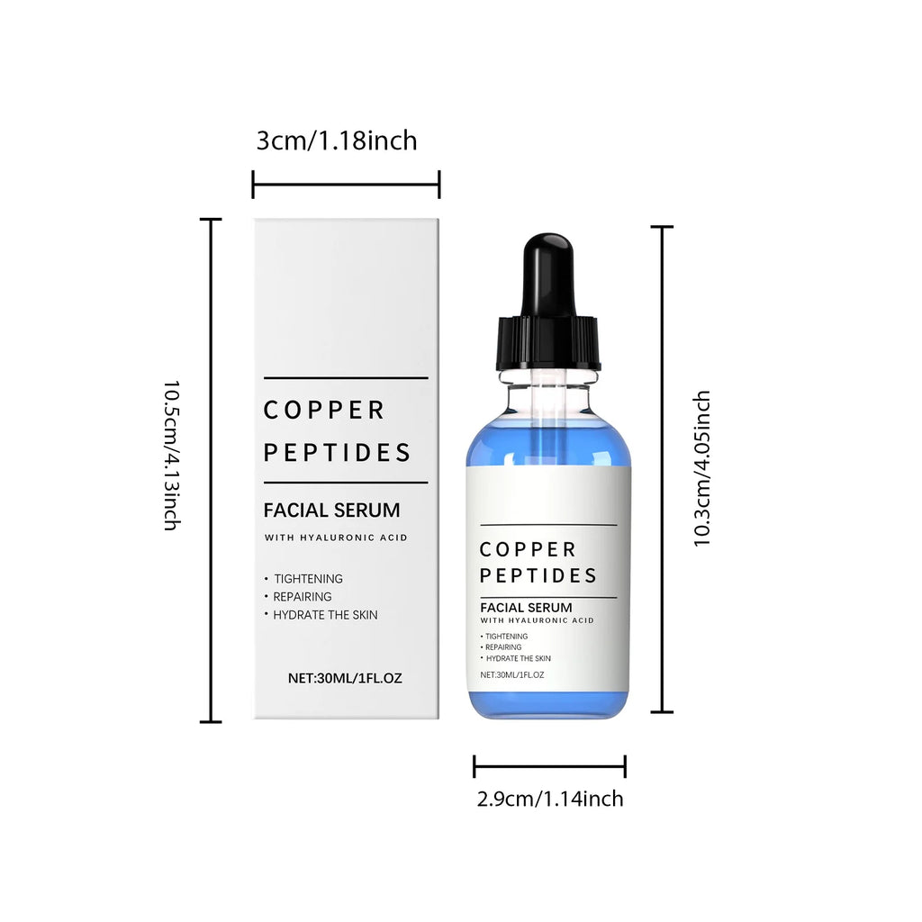 Copper Peptide Serum Lifting Firming Skin Anti Wrinkle Nourishing Smooth Improve Texture Hydration Hyaluronic Acid Face Serum Qme