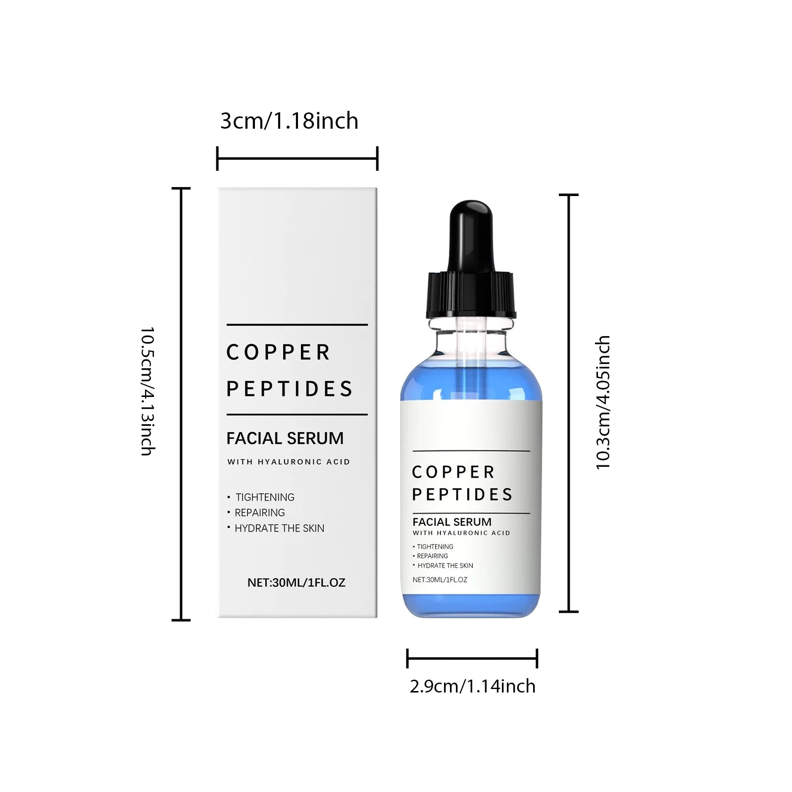 Copper Peptide Serum Lifting Firming Skin Anti Wrinkle Nourishing Smooth Improve Texture Hydration Hyaluronic Acid Face Serum Qme
