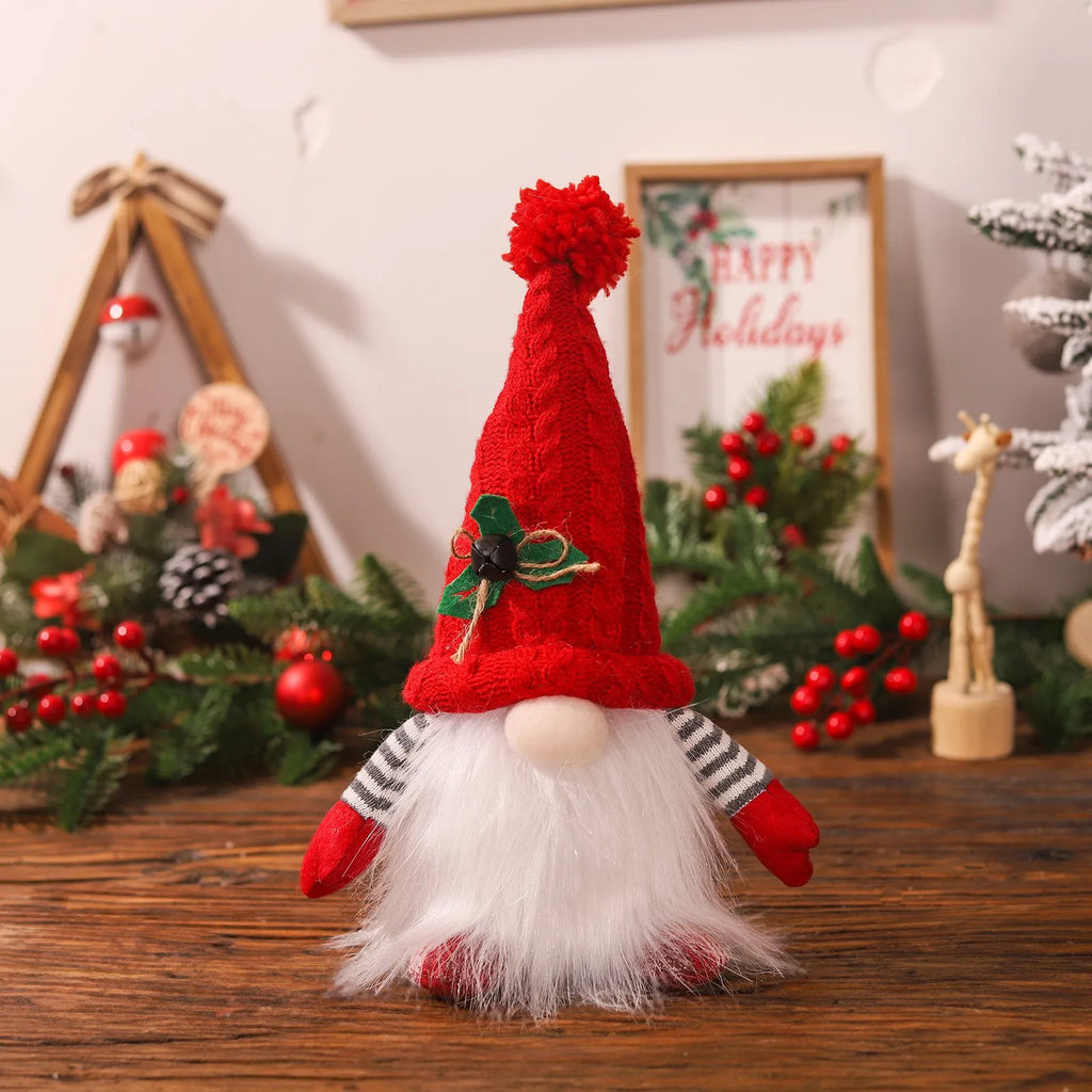 New Christmas Dwarf Ornament Mini Plush Gnome Figurine for Holiday Home Decoration DIY Scene Layout Props Party Doll Gift Qme Red One Size
