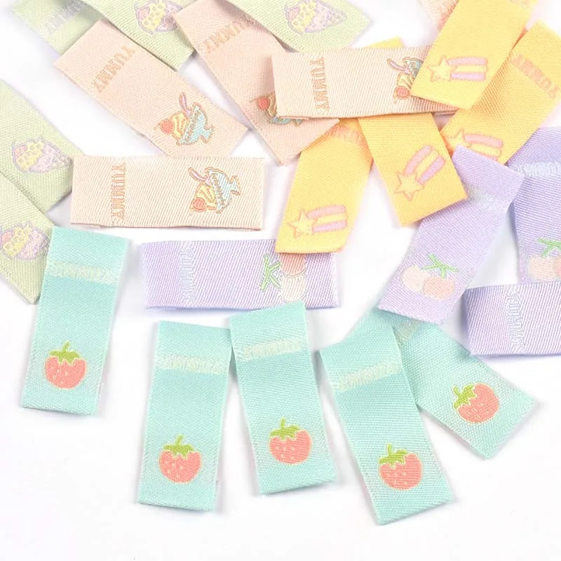 50pcs Ice Cream/Strawberry Embroidery Clothing Labels For Sewing Hats Bags Supplies DIY Crafts Accessories Knitted Tags c3612 Qme