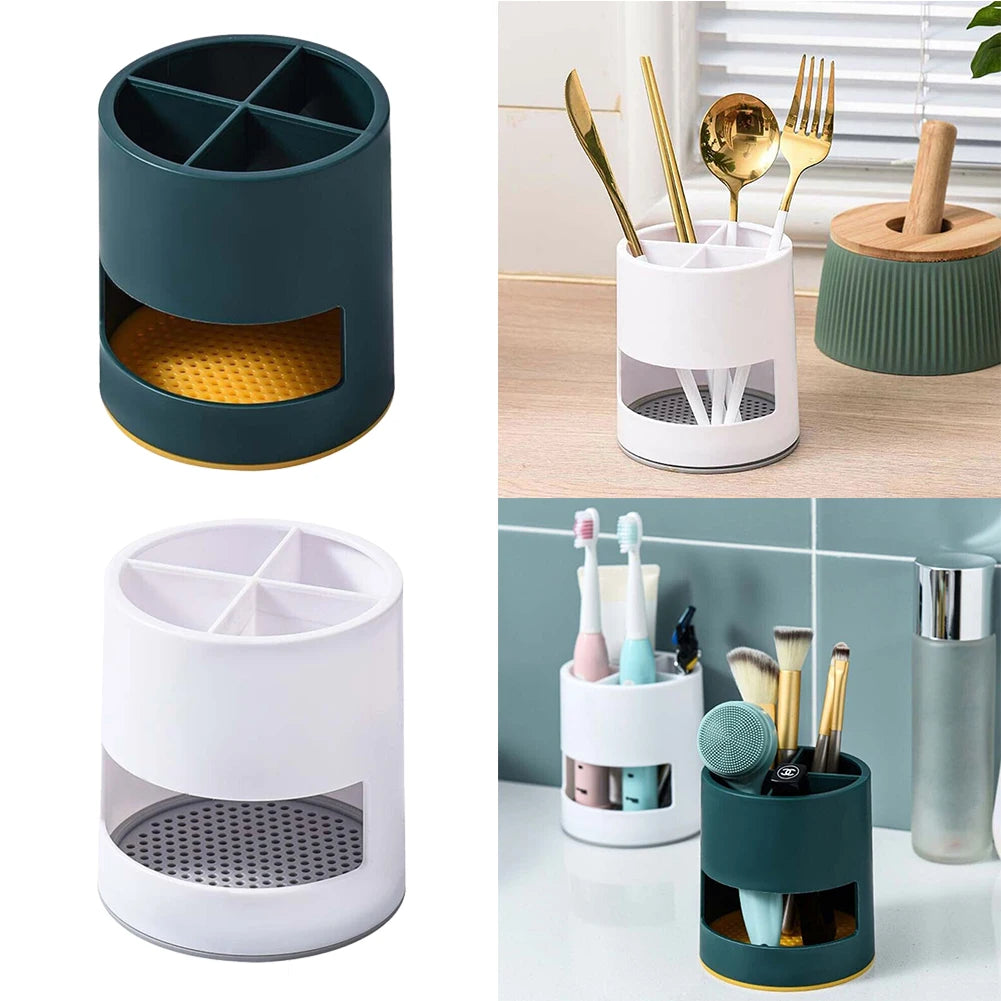 1x Toothbrush Holder Drain Rack Spoon Storage Makeup Brush Organizer Screwdriver Toothpaste Stands For Bathroom Household Parts Qme