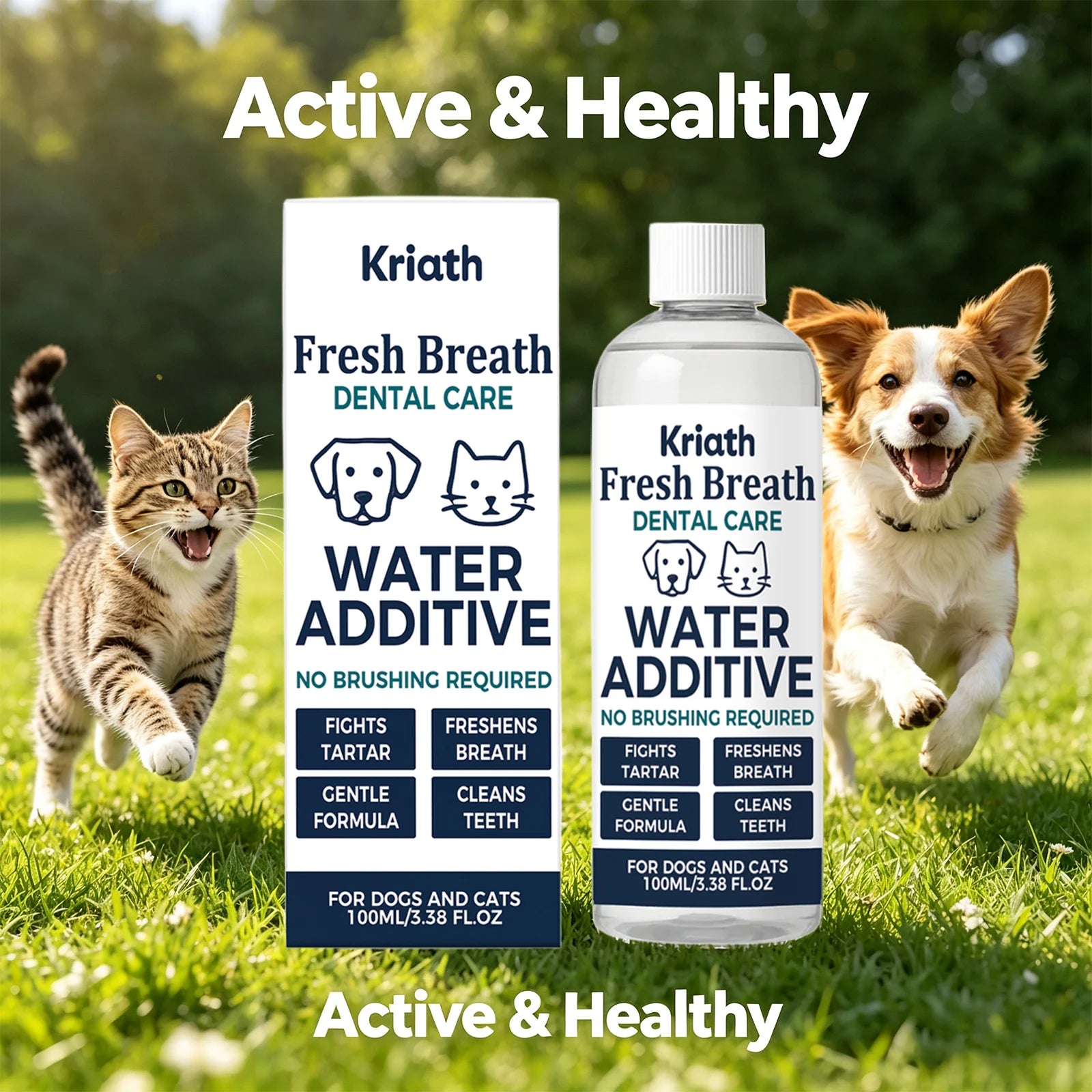 Drinkable Pet Mouthwash Removing Dental Plaque & Tartar Fresh Breath Plant Formula No Brushing Dogs & Cats Dental Care Solution Qme