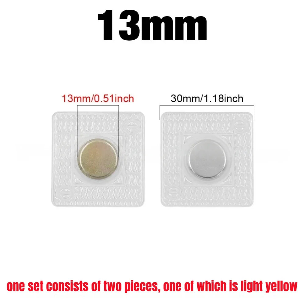 1Pair PVC Invisible Strong Magnetic Snaps Button Hidden Magnetic Fastener for Handbag Clothing Clasp DIY Craft Sewing Supplies Qme 13mm(Round)