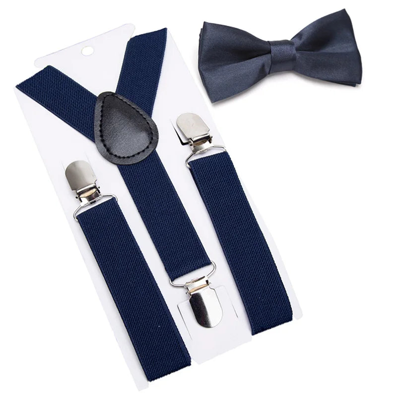 Suspenders Bowtie Kids Boy Girl Childrens Christmas Designer Qme Navy Blue