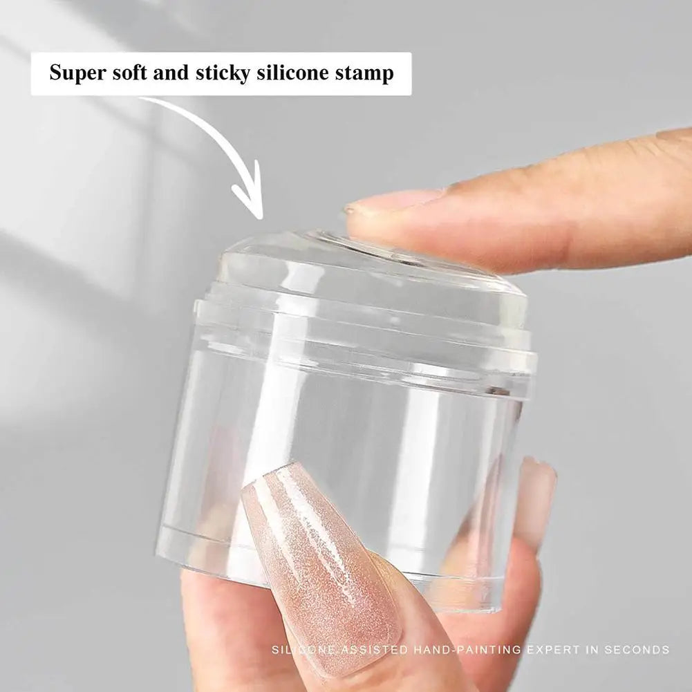 Nail Stamper French Art Clear Silicone Stamping Scraper Round Qme