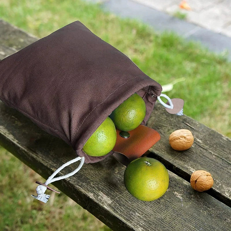 Outdoor Foraging Case Bag Leather Bushcraft Vegetable Harvest Garden Qme