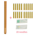 Golden Tebori 3D Microblading Tattoo Pen Needles Permanent Makeup Manual Professional Eyebrow Microblading Tattoo Set Tool Qme Golden 20 Needles