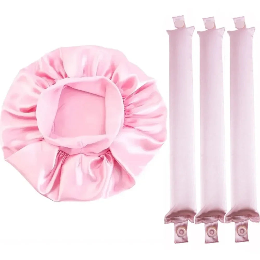 Heatless Curling Rod Headband No Heat Hair Rollers Sleeping Soft Flex Qme 4pcs pink