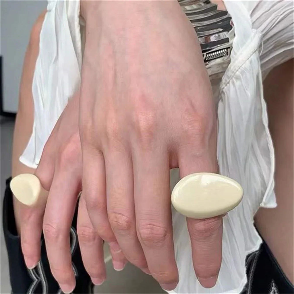 Fashion Y2k Vintage Wide Large Chunky Rings for Women Crystal Resin Geometric Irregular Stacking Wear Jewelry New Solid Rings Qme