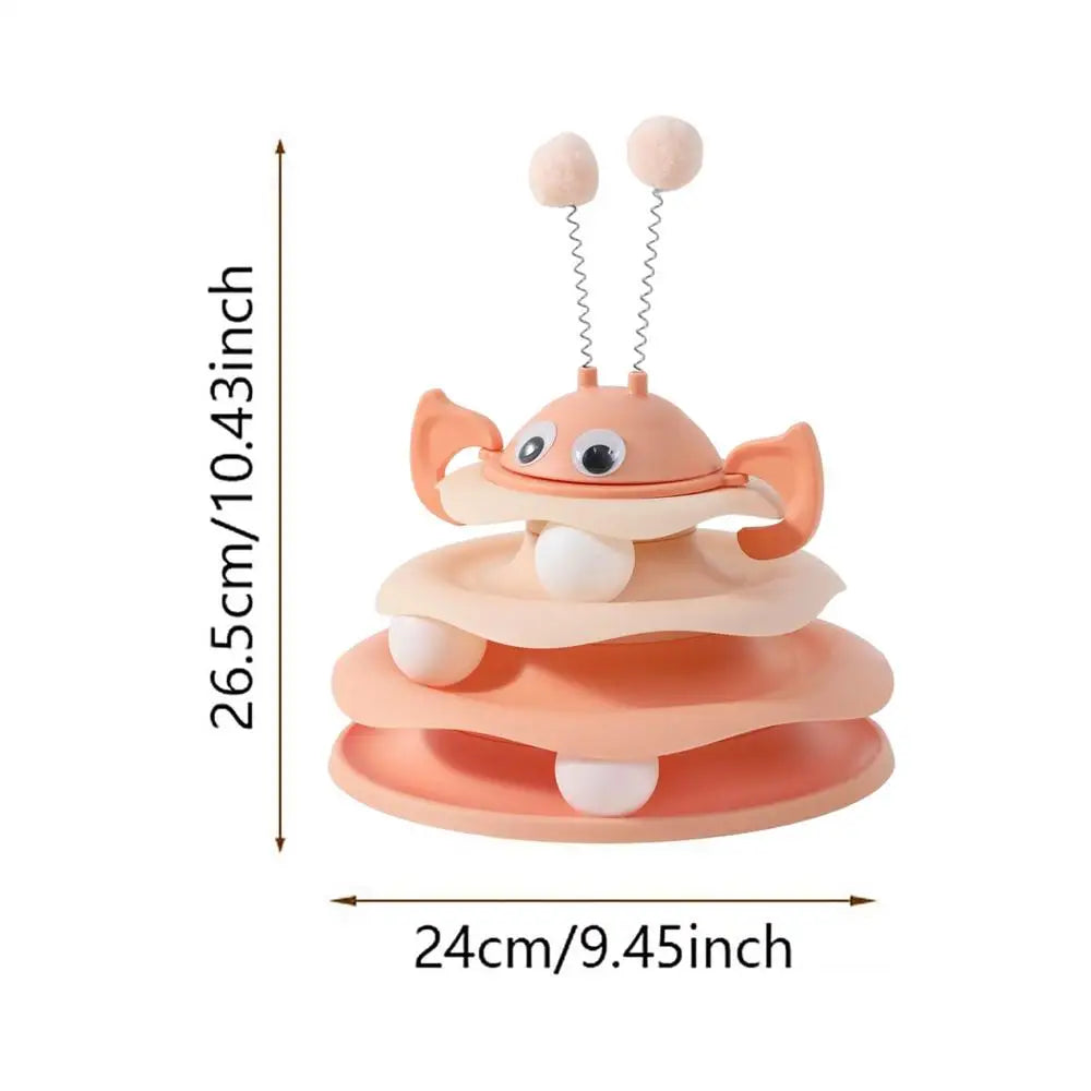 Interactive Cat Toy Cute Turntable Tower With Balls Self Play Cat Toys Indoor Games For Kitten Enrichment Stimulation Exercise Qme Pink China Mainland