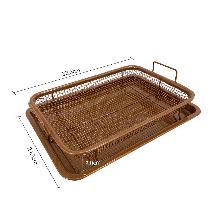 CC11Baking Tray Oil Frying Baking Pan Stainless Steel Non-stick Chips Qme Bronze