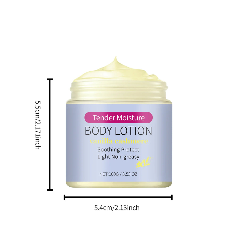 Tender Moisture Body Lotion Vanilla Cashmere Nourishing Dry Skin Care Lightweight Non-Greasy 24h Hydration for All Skin Types Qme