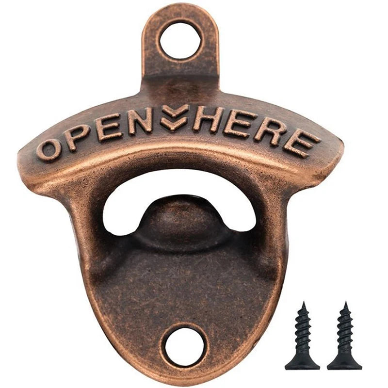 1Set Vintage Wall Mounted Wine Beer Bottle Opener Tool Keyring Bar Drinking Kitchen. Qme A1 Copper