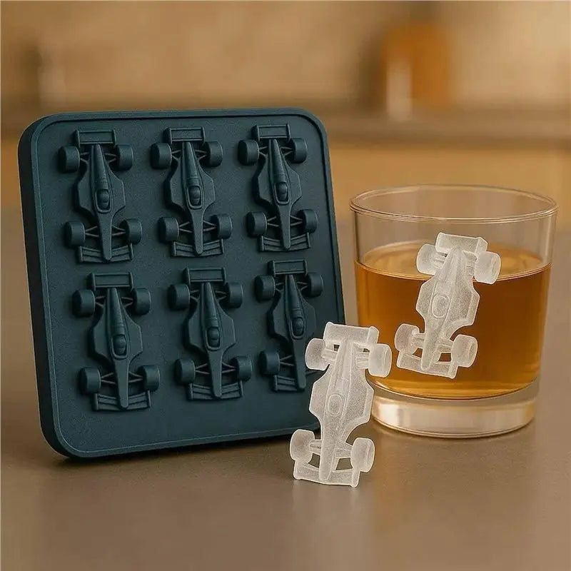6-Cavity Formula Racing Car Ice Mold Silicone Jelly 3d Race Tumbler Qme Blue