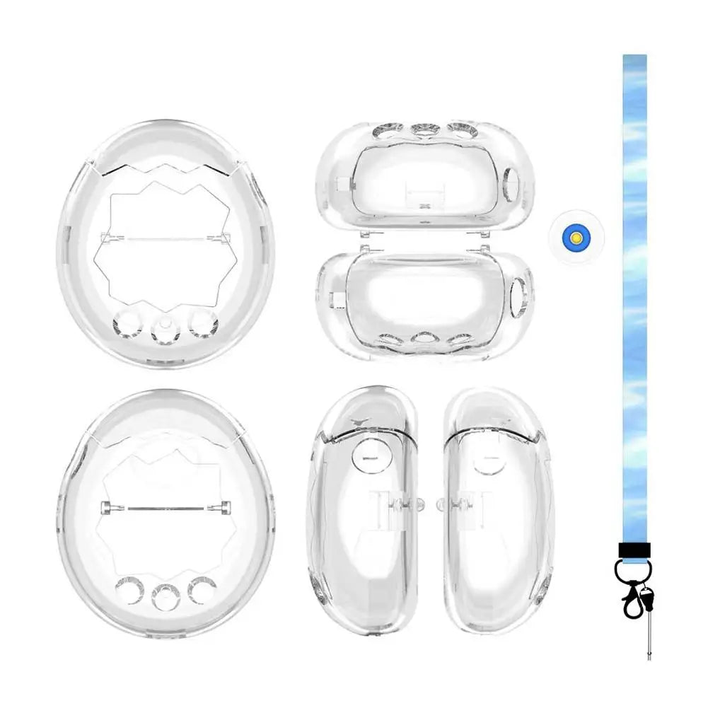 For Tamagotchi Paradise PC Protective Case Transparent Full Cover 360 Shockproof Anti Drop Shell with Lanyard Silicone Cap Qme transparent