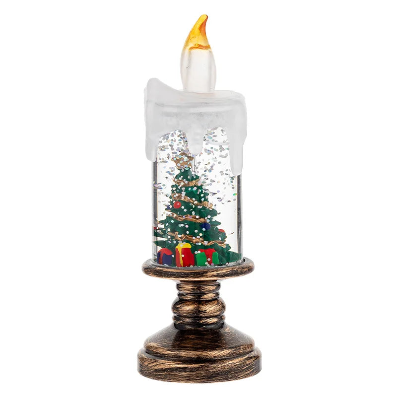 Christmas Snow Globe Lamp Cartoon Candle Light Creative Crystal Ball Qme D