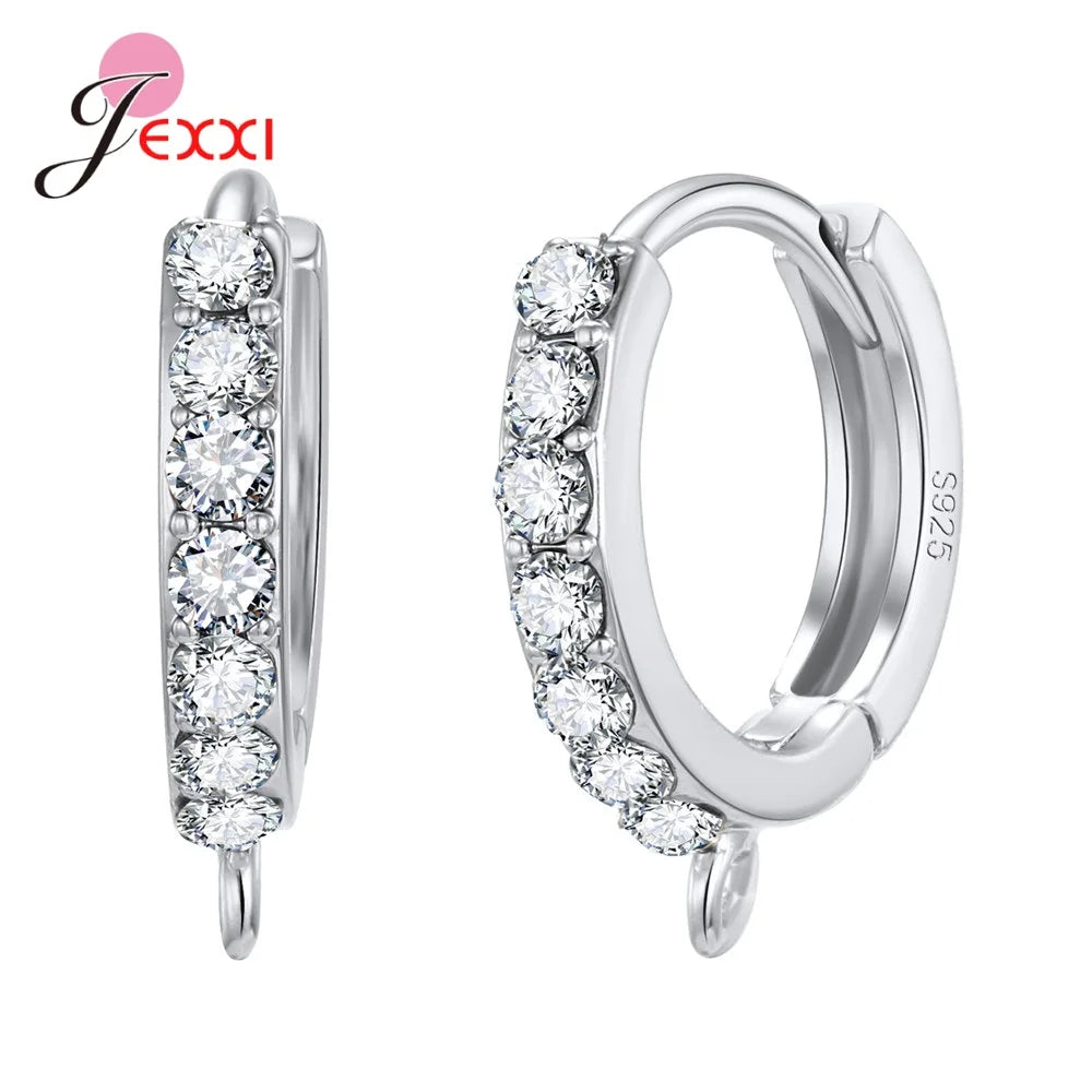 Korean Style Various Model Crystal Earring Findings Genuine 925 Sterling Silver Color Earring Findings Jewelry Accessory for DIY Qme A