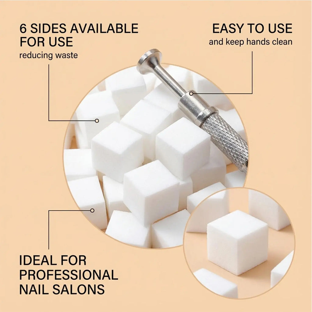 Nail Sponges 100 Pieces Soft Square Professional Beauty Tools with Grabbing Pen Small Nail Sponge for Foot Spa Grooming Party Qme