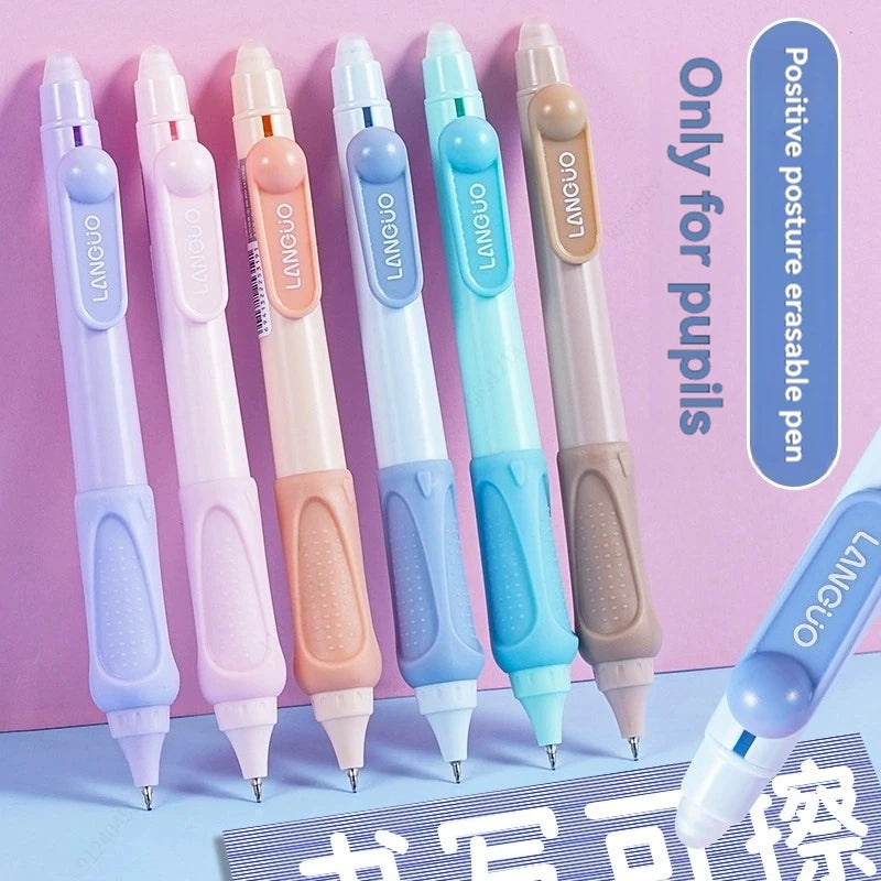 3Pcs/Set Erasable Gel Pens Kawaii 0.5mm Blue/Black Ink Quick Drying ST Tip Proper Pen for Student Stationery Supplies Qme