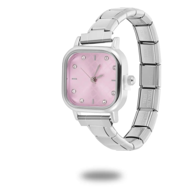 2026 Fashion Women's Men's DIY 9mm Width Italian Elastic Charm Stainless Square Octangle Watch Bracelet Bangle For Birthday Gift Qme Style 26