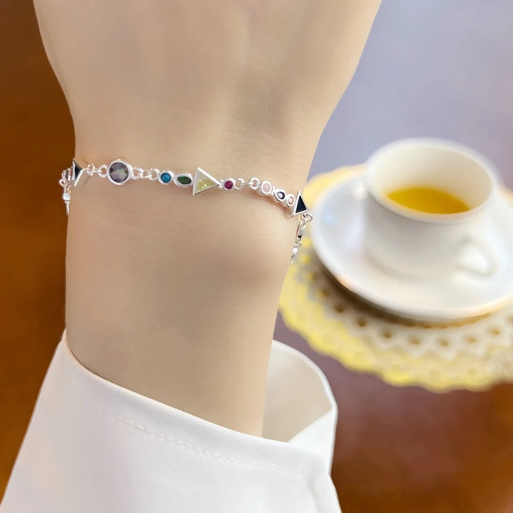 Paradise Journey Bracelets New Colourful Link Chain 925 Sterling Silver Fashion Jewelry Boho Gift For Women Qme