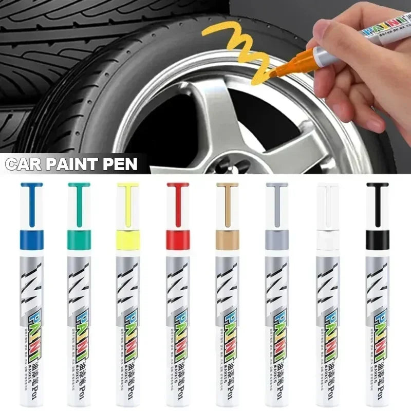 Car paint scratches repair brush pen waterproof water paint marker pen car tire tread care automotive black white red silver Qme