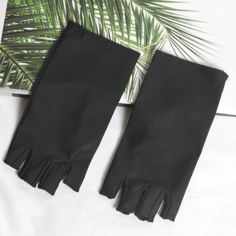 1 Pair Black Summer Half Fingers Gloves Breathable Thin Semi-finger Qme