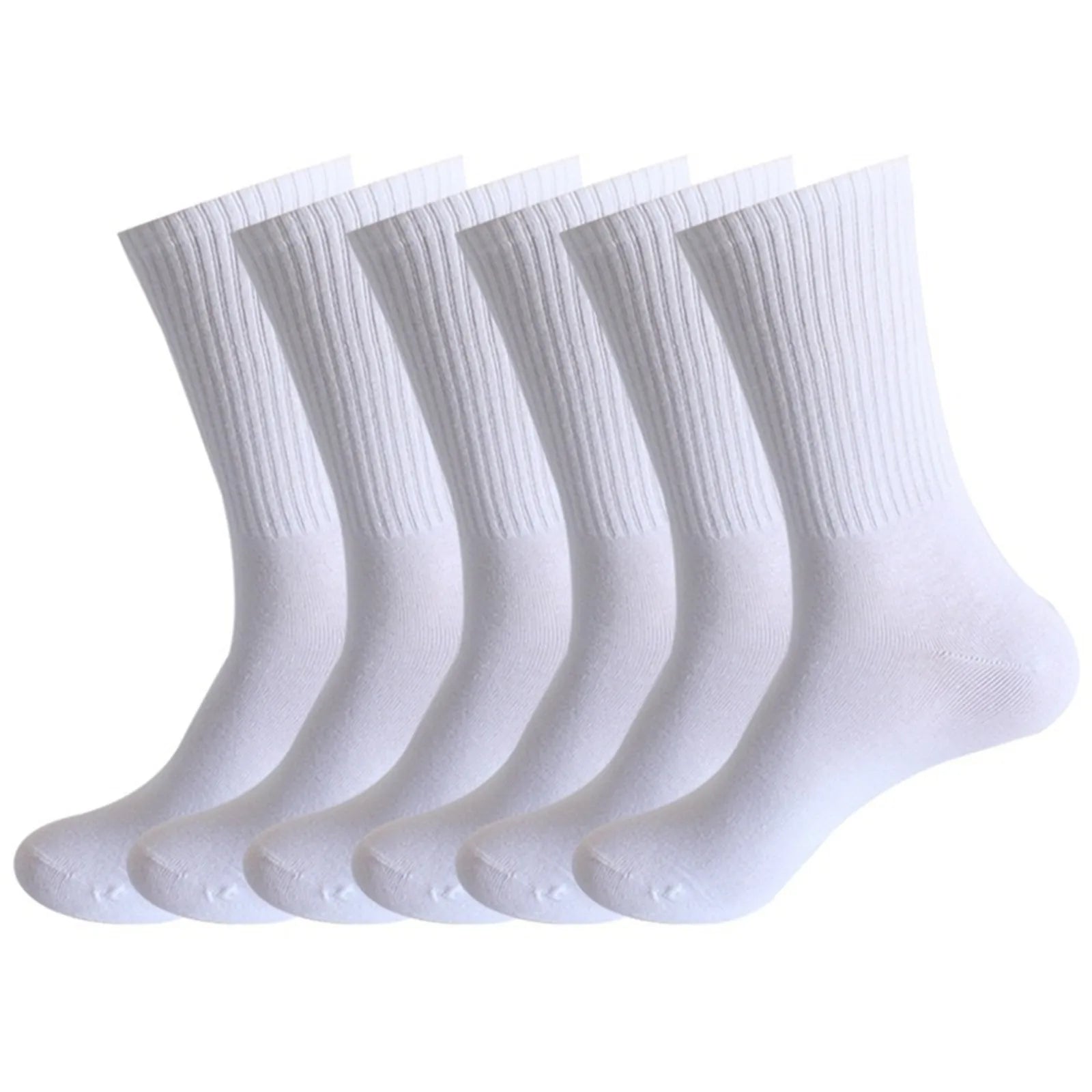 6/12-Pair Women's and Men's Solid Color Cotton Blend Mid-calf Socks Basic Casual and Versatile Elastic Comforatble Socks Qme A One Size