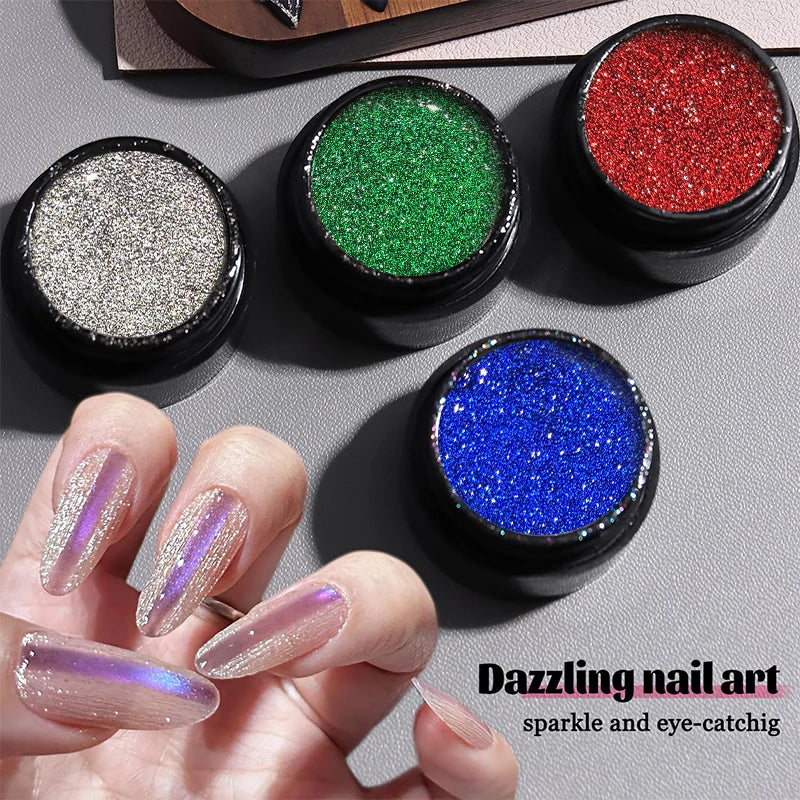 6 Colors Metallic Glitter Liner Gel Nail Polish Reflective Painting Qme