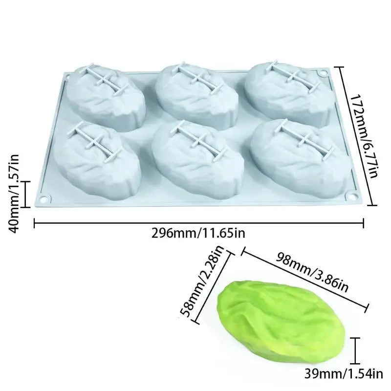 6-Cell Silicone Chocolate Mold Pistachios Pecan Coffee Bean Design Qme A2