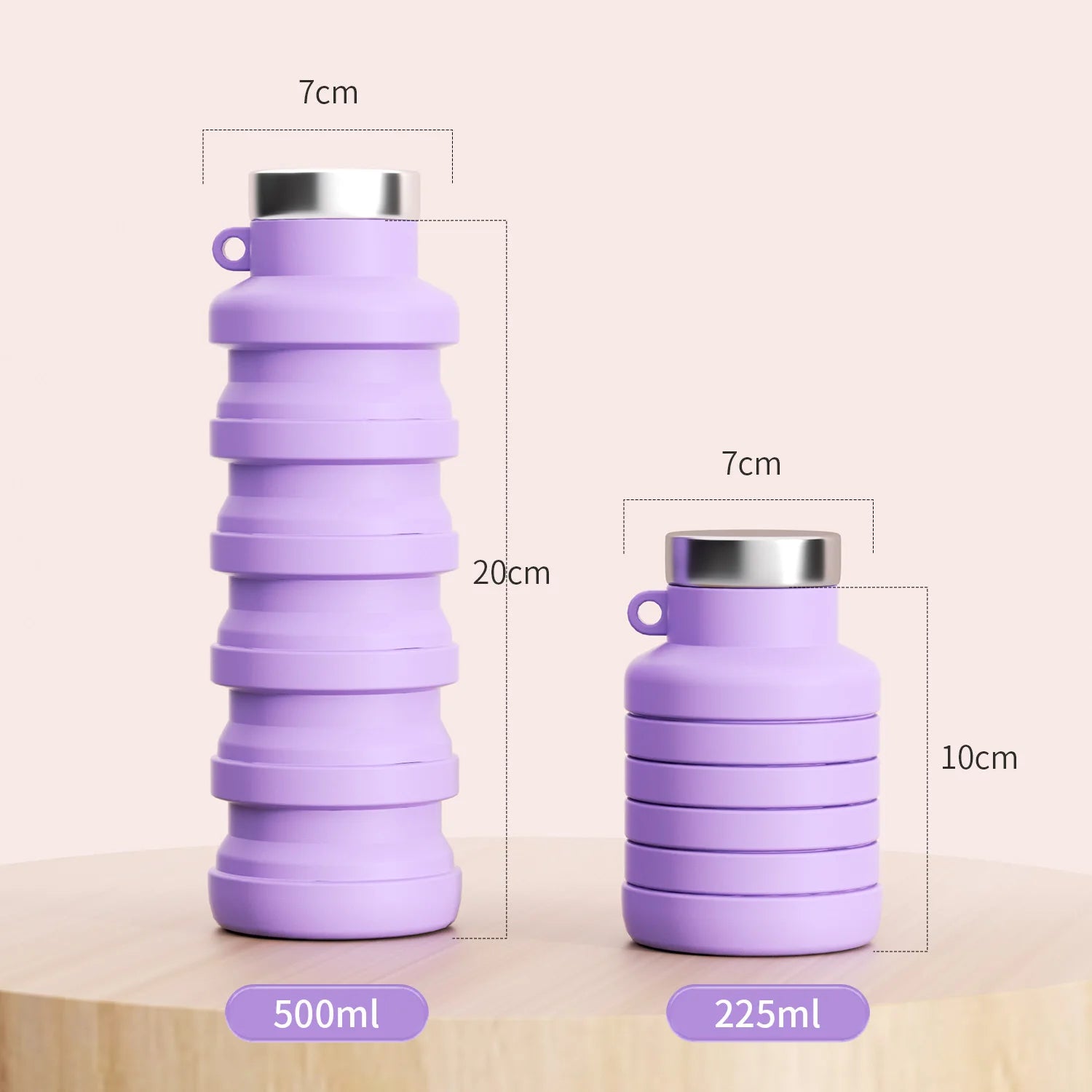 Creative Foldable Silicone Water Bottle Portable Outdoor Travel Cup Qme purple 1pc