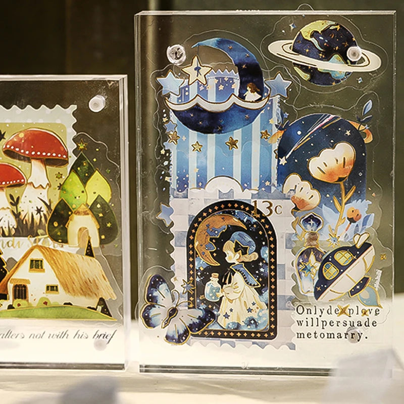 6 Bags Romantic Fantasy Foil Sticker Pack, Magical Fairy Tale Elements, Versatile for Creative Journaling & Crafts Qme