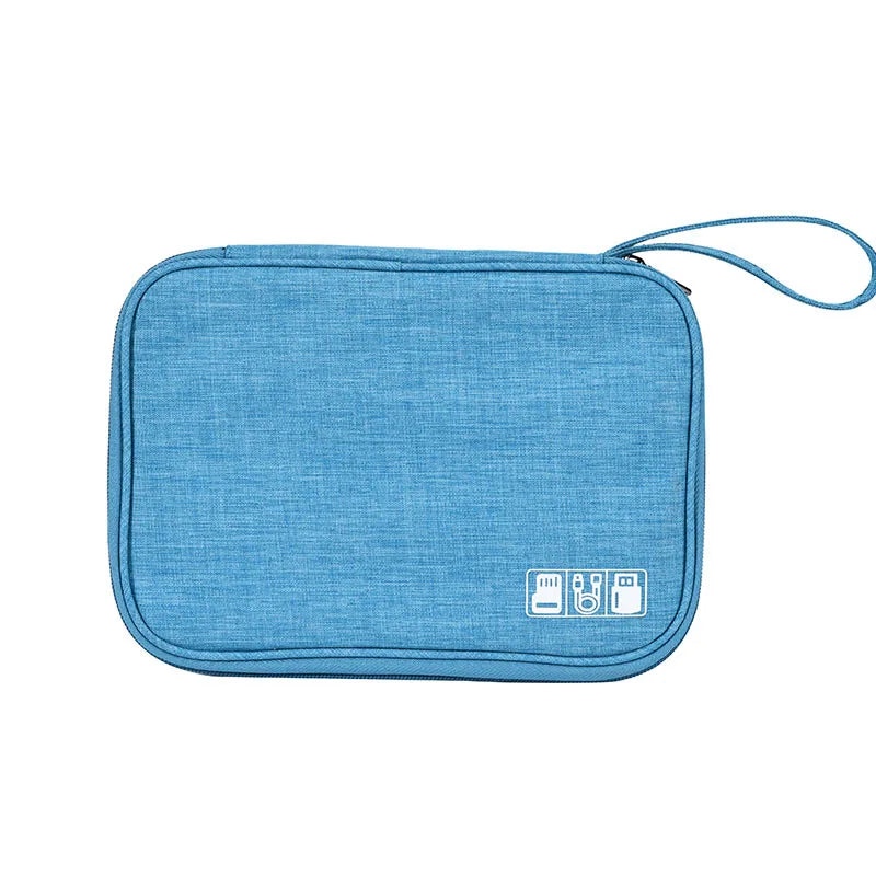 A Cable Storage Bag Waterproof Digital Electronic Organizer Portable USB Data Line Charger Plug Storage Bag Travel Organizer Qme lake blue