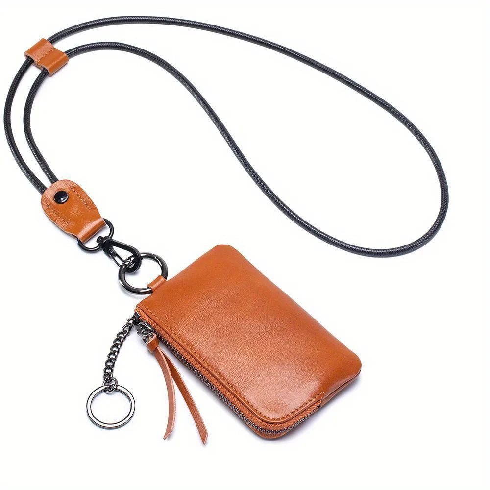 1pc Faux Leather Neck Wallet / Mini Coin Purse Keychain Card Holder / Soft Compact Travel Essential / Perfect Gift for Women Qme 1pc