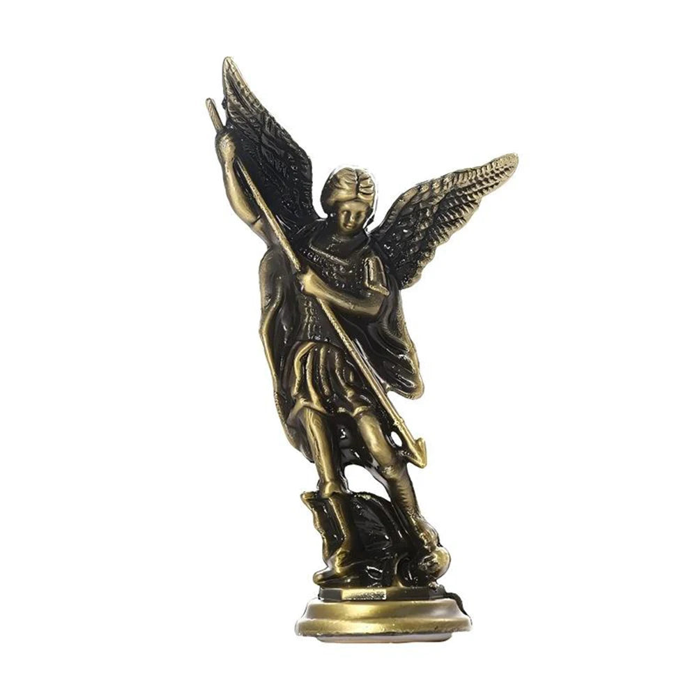 Christian Saint Michael FigurineThe Archangel Defeating Satan Guardian Statues Zinc Alloy Ctafts For Home Room Tabletop Desktop Qme Ancient bronze