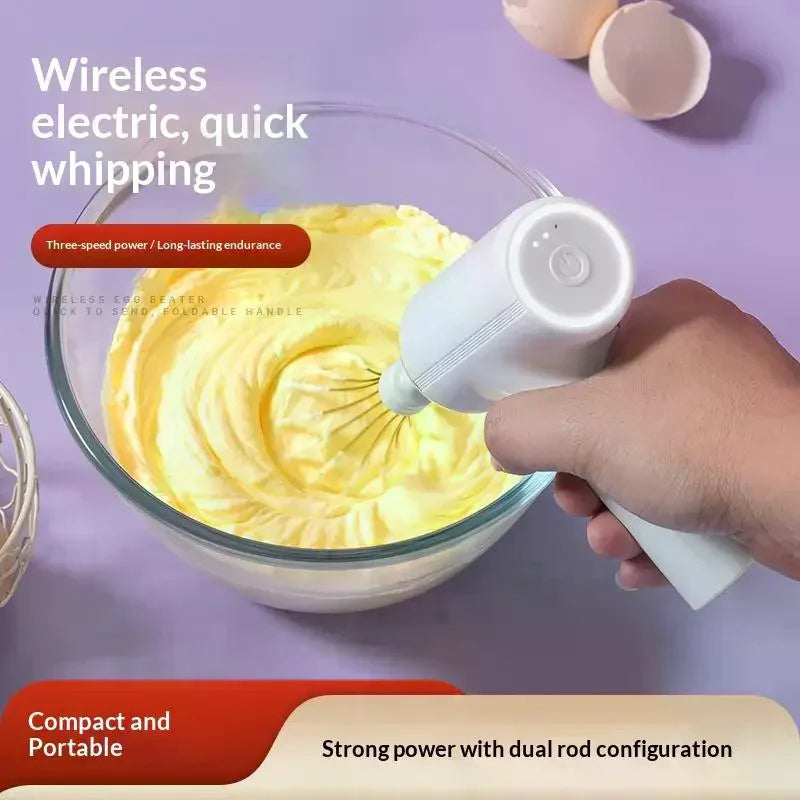 Rechargeable Handheld Electric Egg Beater Wireless Hand Mixer Baking Qme