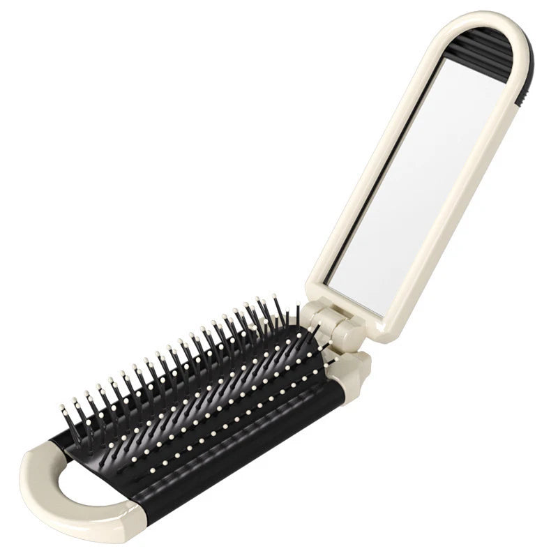 Mini Hair Brush Folding Massage Comb Head Anti-static Portable Travel Qme