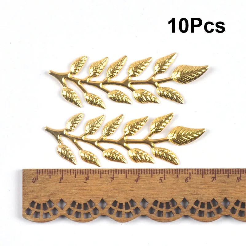 Mixed Gold Leaf Filigree Wraps Metal Crafts Connectors For Making Jewelry Accessories DIY Scrapbook Handicraft Home Decor yk0912 Qme 63x21mm 10cps