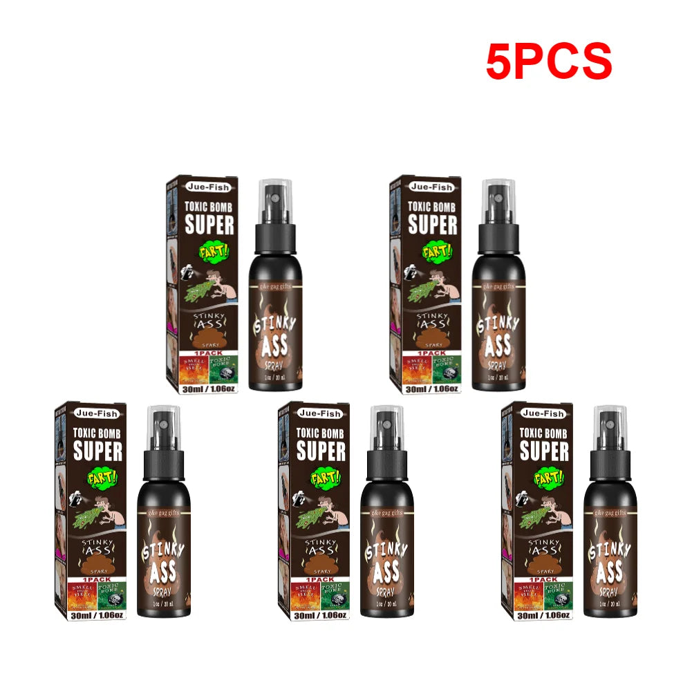 30ml Fart Gag Spray Prank Joke Plastic Spoof Odor Spray Party Supplies Terrible Stinky Fart Spray Non Toxic Halloween Funny Prop Qme poop smell 5PCS
