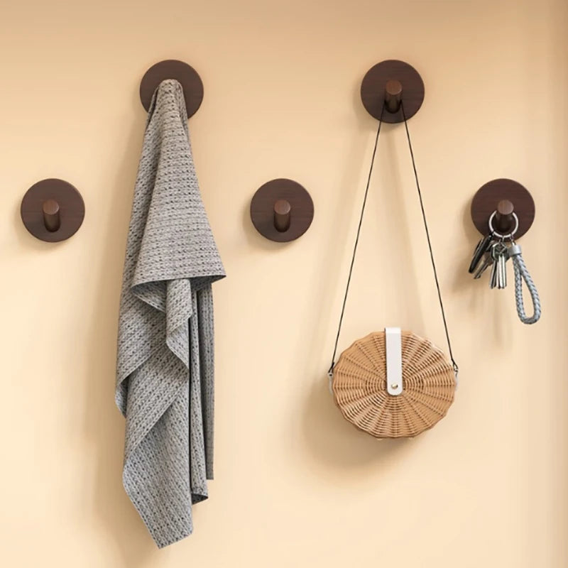 Simple Solid Wood Hook Walnut Hanging Hanger Bathroom Wall Bedroom Qme